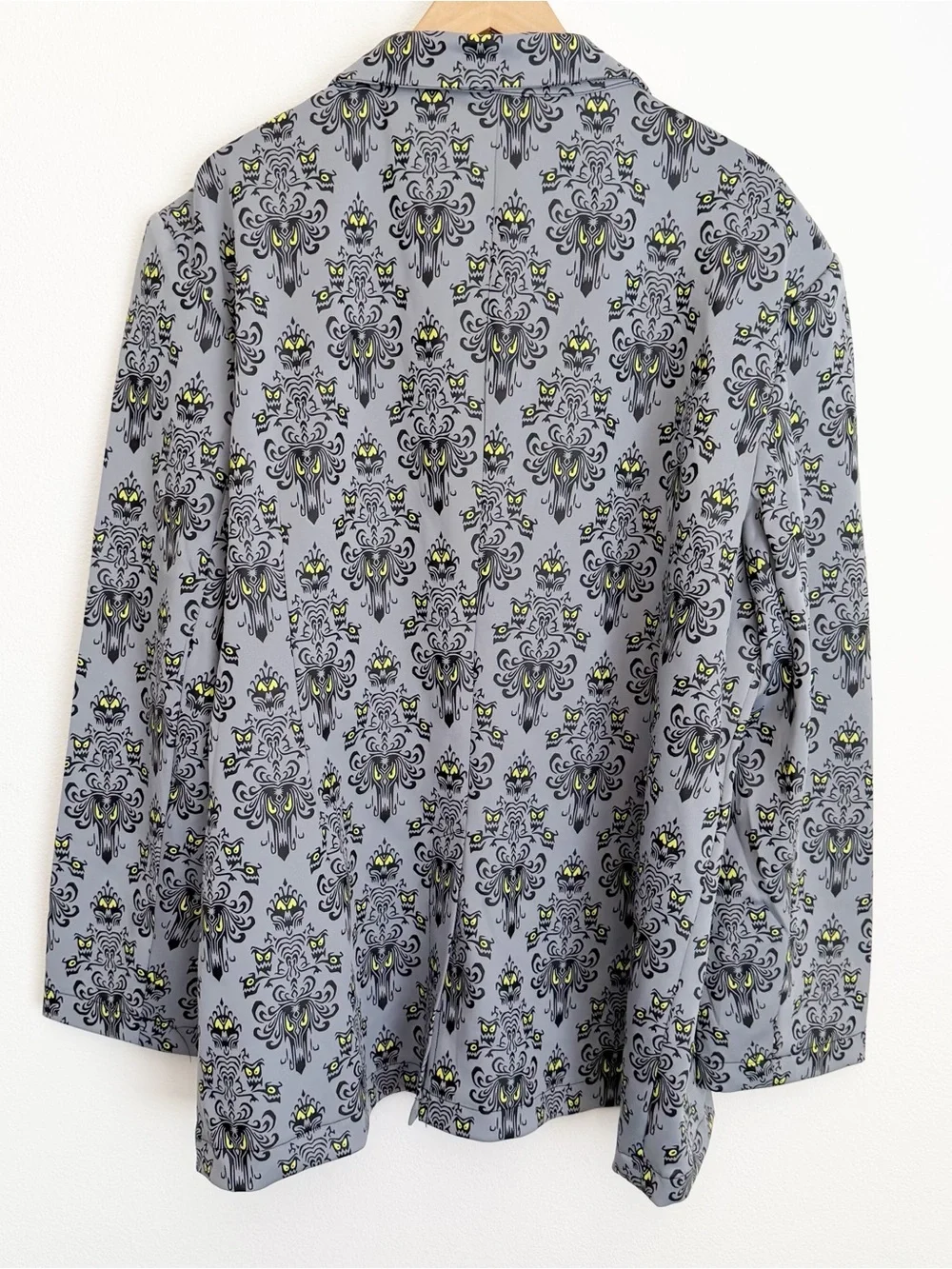 NWT Disney Park Haunted Mansion Blazer Men Gray Jacket Glow AOP Halloween L/XL